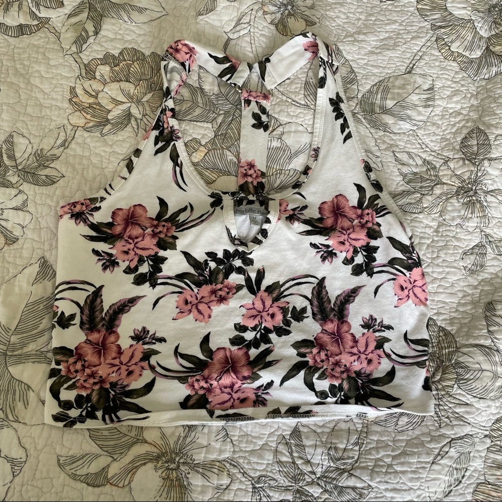 Charlotte Russe crop top white floral woman’s medium